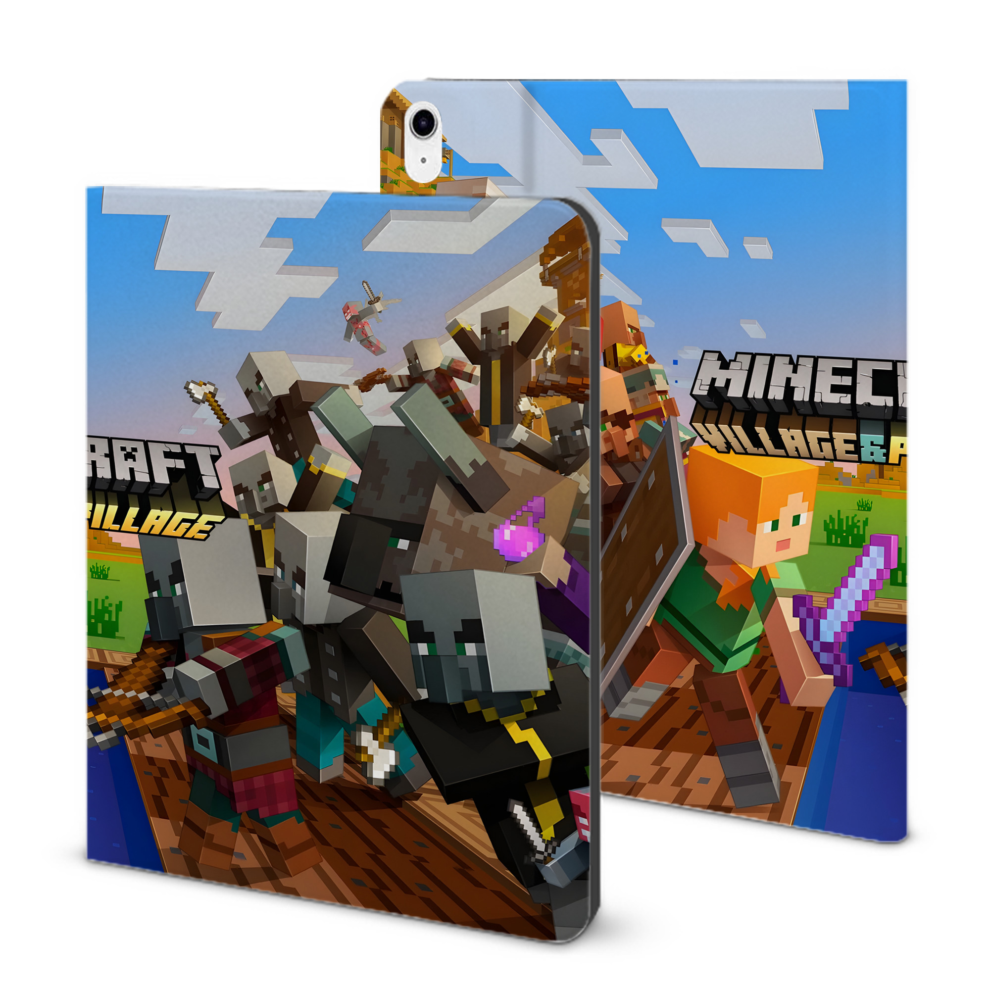 （画像用） マインクラフト ブロックの世界 Minecraft MC Block world IPad ケース ブック型 PUレザー TPU 耐衝撃 軽量 薄型 ペン収納なし 全面保護 IPad 各モデル対応